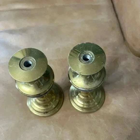 Two Vintage Brass Lamp Bodies Blue And Gold Not Wired - Picture 3 of 8